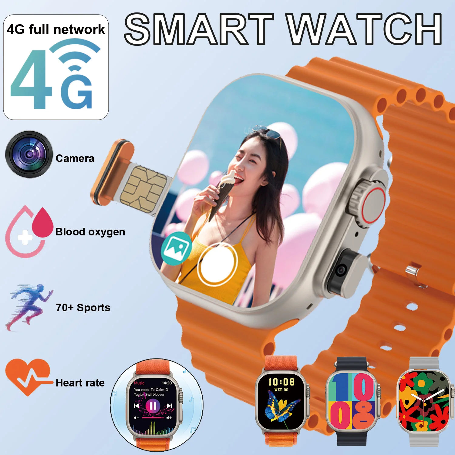 2025 جديد SIM4G شبكة ساعة ذكية لتحديد المواقع جوجل بلاي AI Vioce مقاوم للماء أندرويد IOS كاميرا بطاقة SIM ECG Smartwatch للرجال والنساء #1