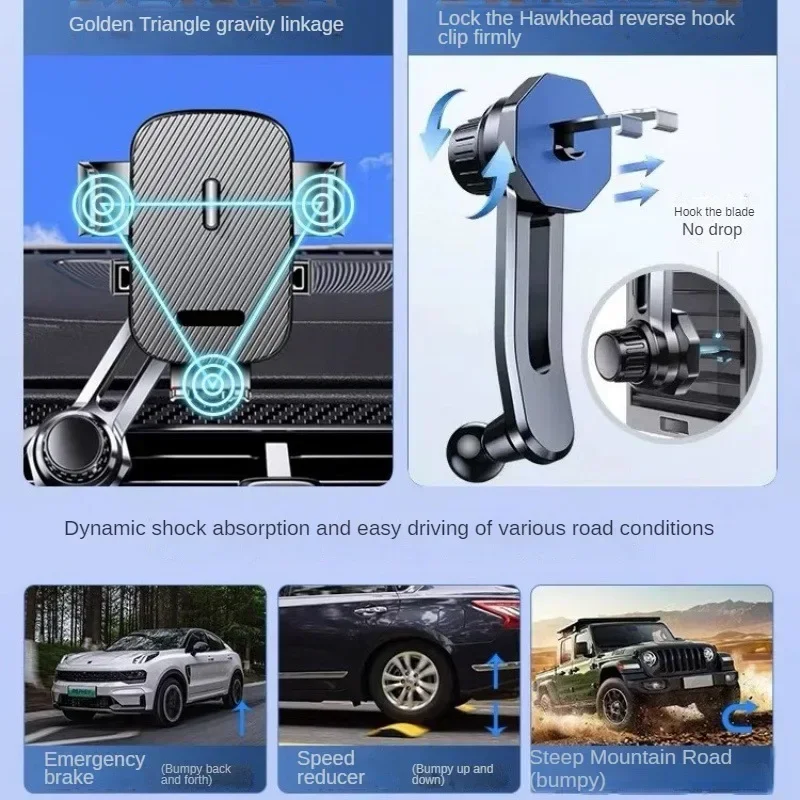 Car Phone Holder New Universal Phone Holder with Hook Clip, Automatic Locking Without Blocking Air Outlet, Car Ventilation image 5