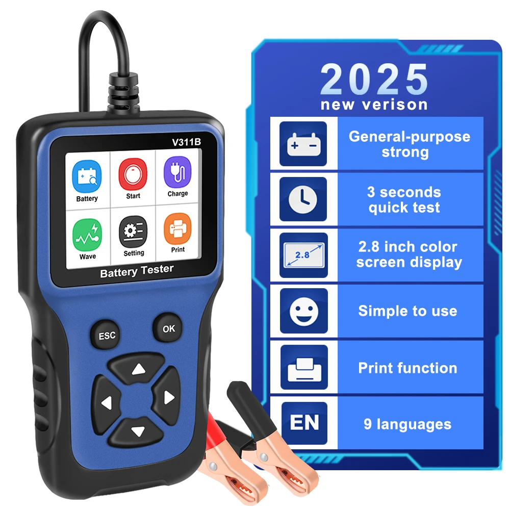 

Auto Diagnostic Tool Automobile Battery Detector 12V Car Battery Charger Tester Analyzer Analyzer Tools Automotive