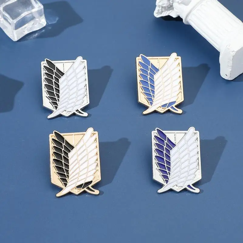 Anime Cartoon Attack On Titan Metal Brooch Wings of Freedom Logo Clothing Jewelry Badge Bag Accessories Kid Toy Student Gift