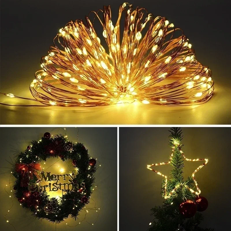 LED Fairy String Lights USB Copper Wire Starry String Light Strip Lamp Holiday Lighting Room Wedding Christmas Party Decoration