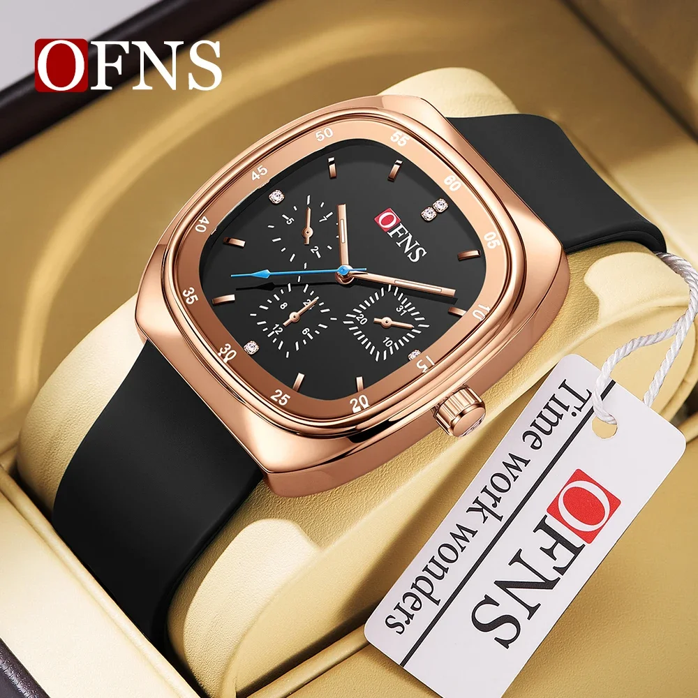 

OFNS 1511 Fashionable and Popular Men's and Women's Square Quartz Watches Trendy and Casual Quartz Watches Simple Women Watches