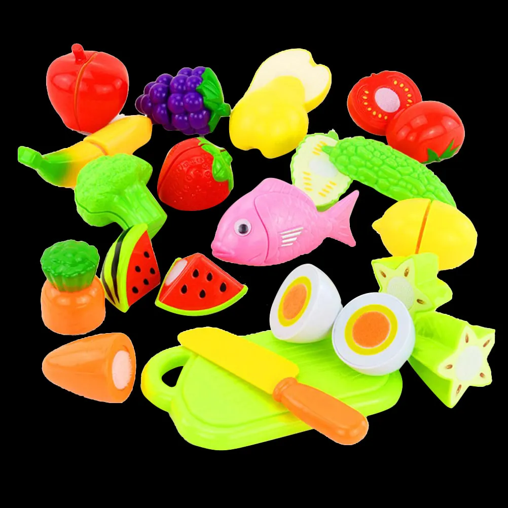 

Набор из 16 предметов: фрукты и овощи для игры в кухонную игру, пластиковый подарок для детей, развивающий моторику
