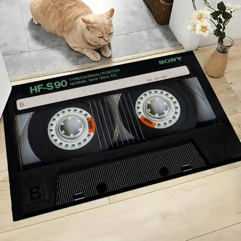 New Arrival Vintage Mat Cassette Music Tape Floor Bathroom Kitchen Entrance Carpet Home Decor Rug Anti-Slip  Wrinkle-Resistant