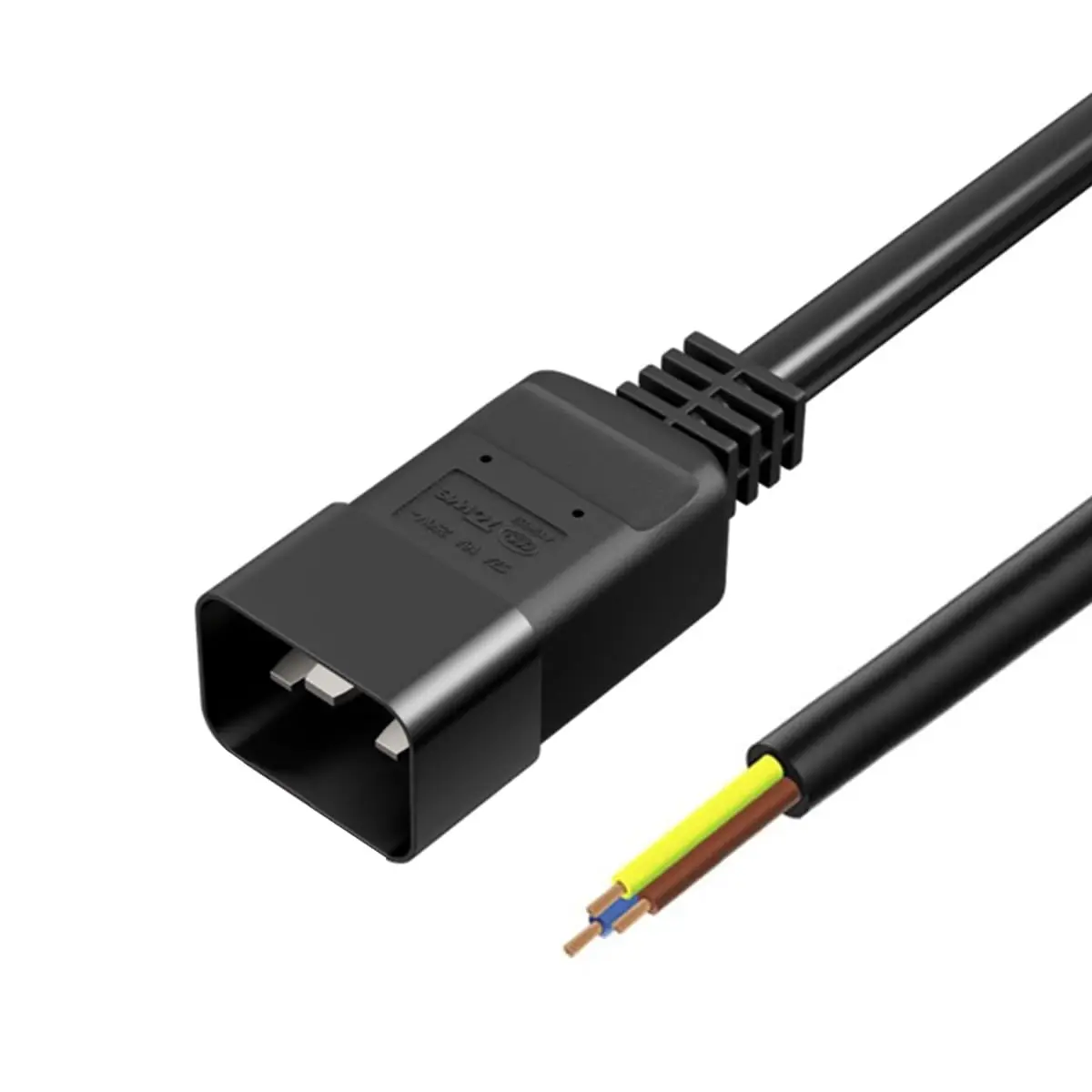 TOWE IEC C14 Power Cord Pigtail 14AWG Open End Heavy Duty Replacement Extension Cable 10A for Industrial Commercial PDU