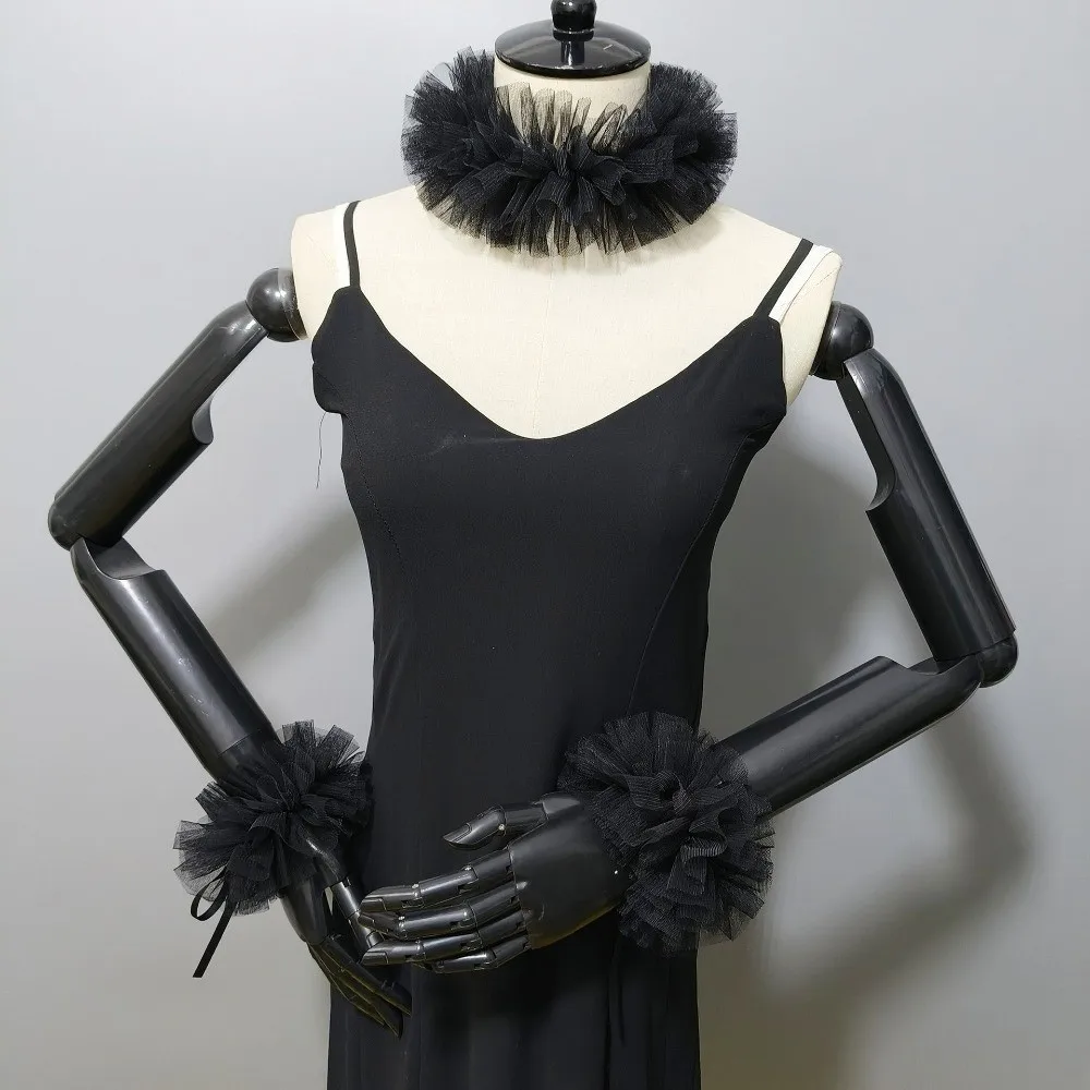 Lace Detachable Sleeves Cuffs All-match Costume Accessory Mesh Neck Ruff Victorian Renaissance Sweet Ruffled Clown Choker