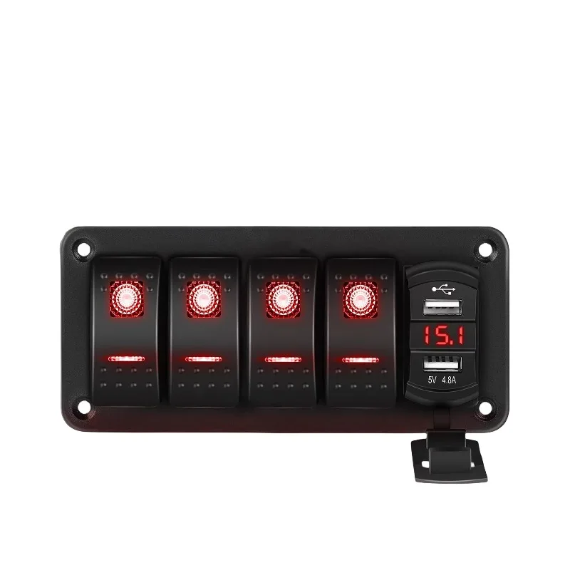 

Dual USB RV car modified four-position rocker switch charger modified 4-way switch for RV rocker switch