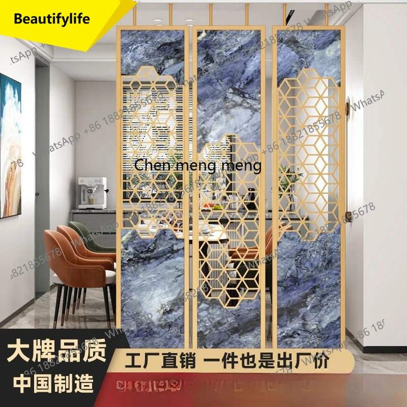 X188 Light luxury new Chinese metal screen art living room entry block creative entrance partition