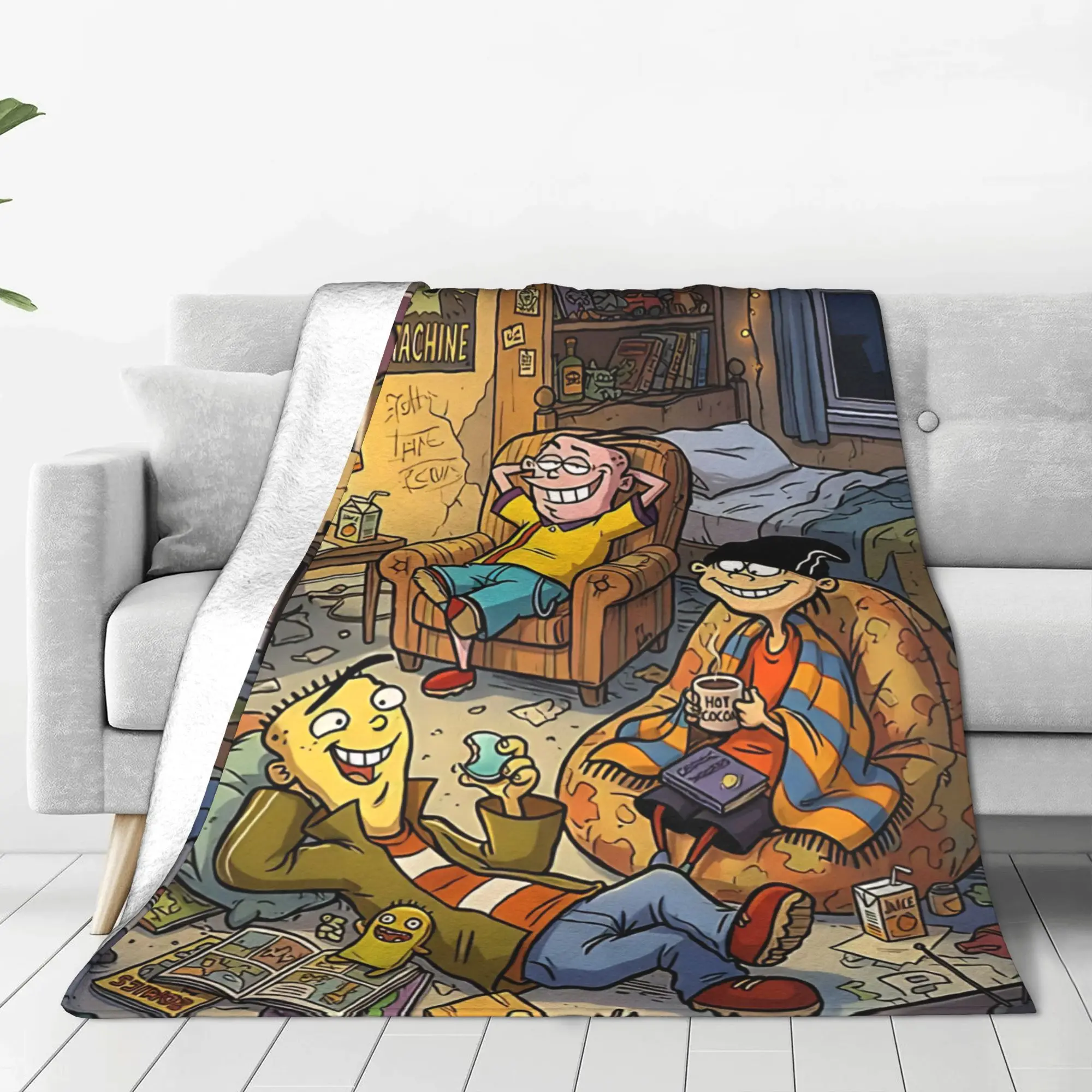 1PC bold colorful  Ed  Edd  Eddy Home Room Decorations Winter Blankets For Adults Bedding Home Interior Sofa Knee