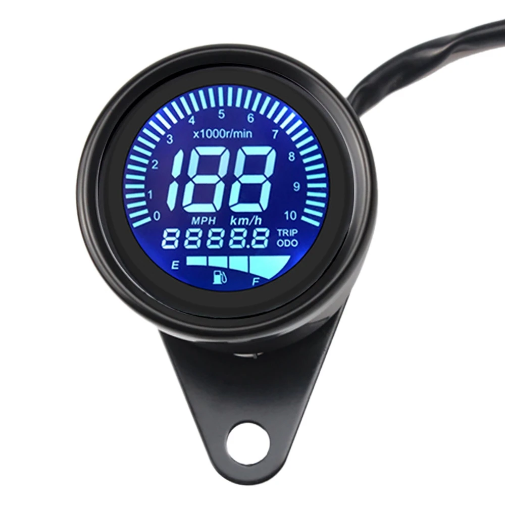 Universal Motorcycle Digital Speedometer Retro LCD Odometer Scooter ATV Meter Racer Tachometer