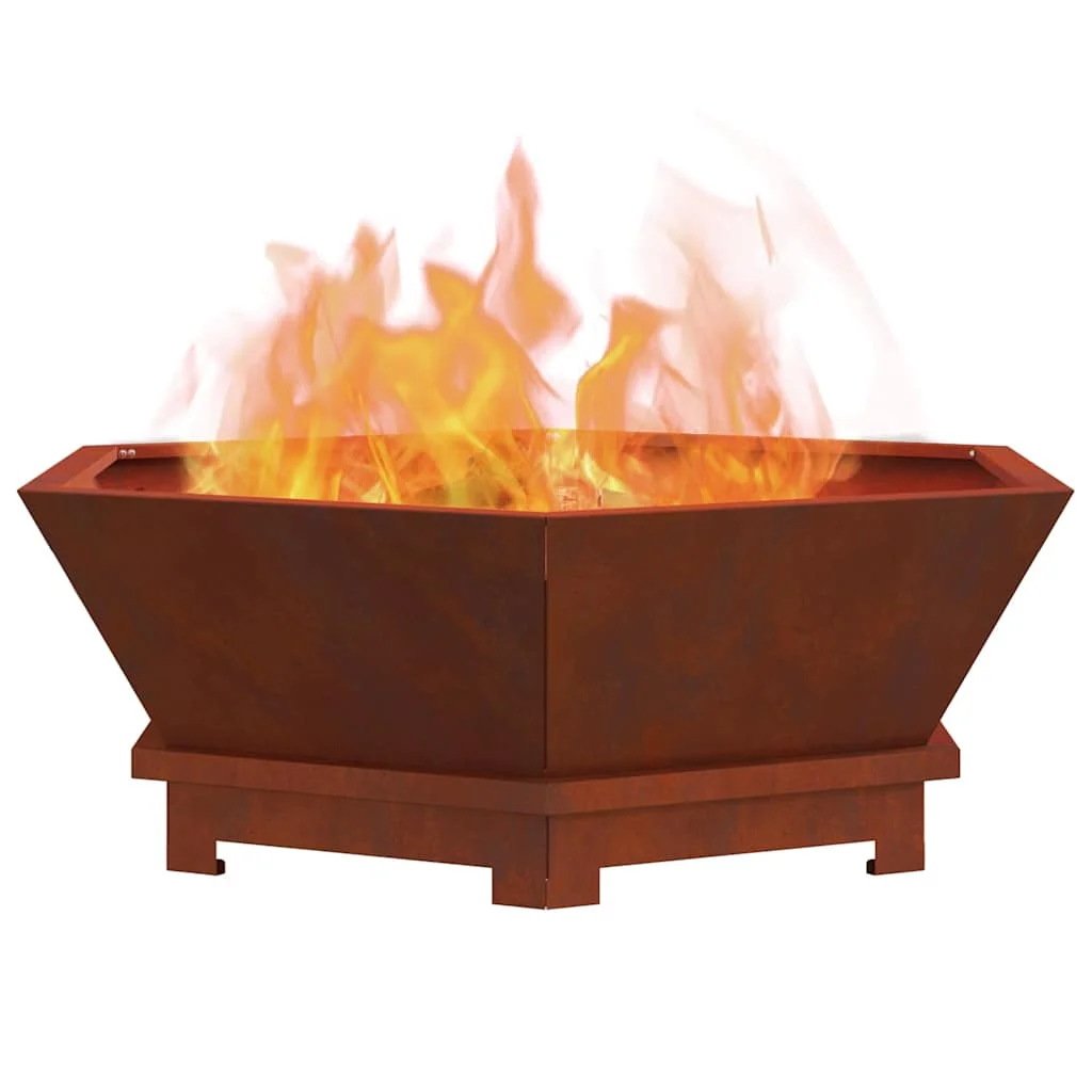 Brasero Hexagonal 75X75X28 cm de Acero Corten para Jardín o Patio Exterior