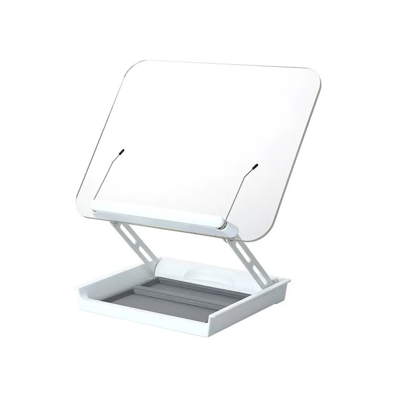 Wooden Reading Book Stand with Storage Box, Acrylic Desktop Book Holder, Adjustable Reading Rack for Study & Home, Multi-Purpose