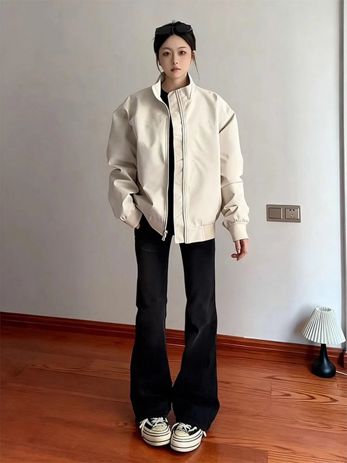 

Men's Pilot Jaet Zipper Closure Casual Sportswear Windproof Tead Collar Design Waterproof Polyester Fiber Long Sve