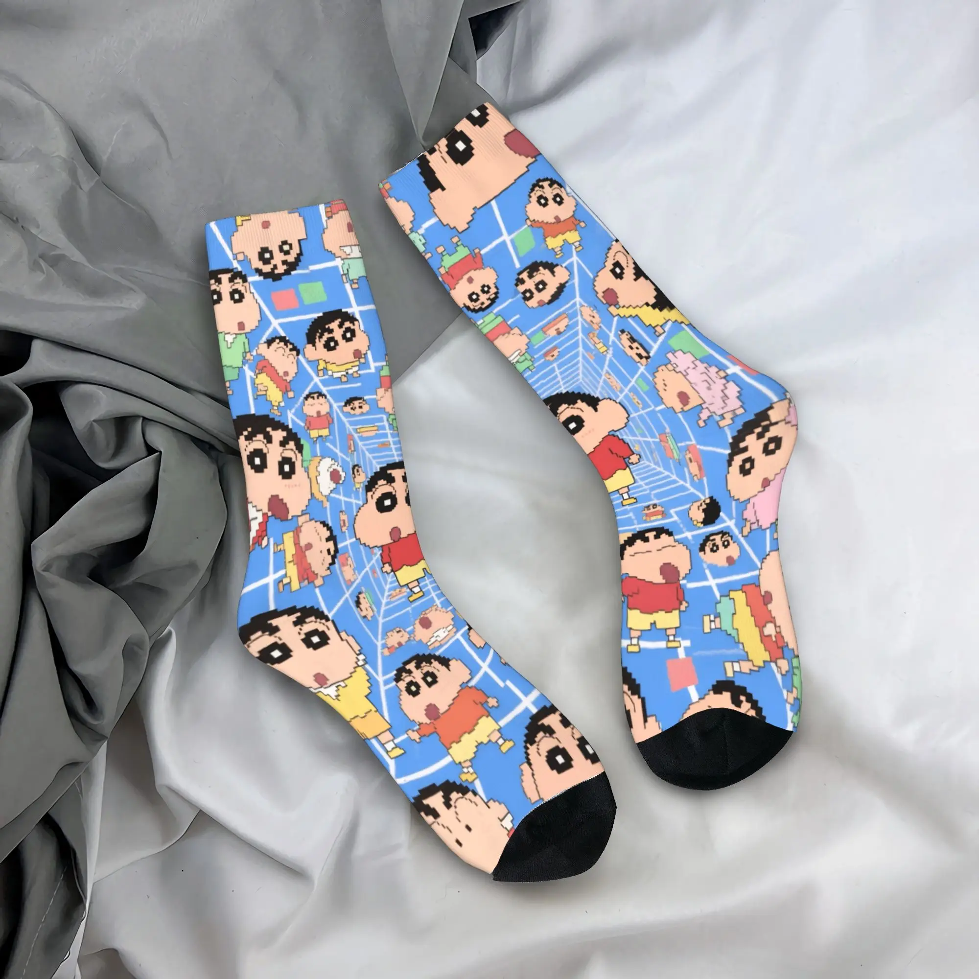 Crayon Shin-chan Medias Diseño Calcetines retro Calcetines antideslizantes de invierno Pareja Calcetines al aire libre de alta calidad