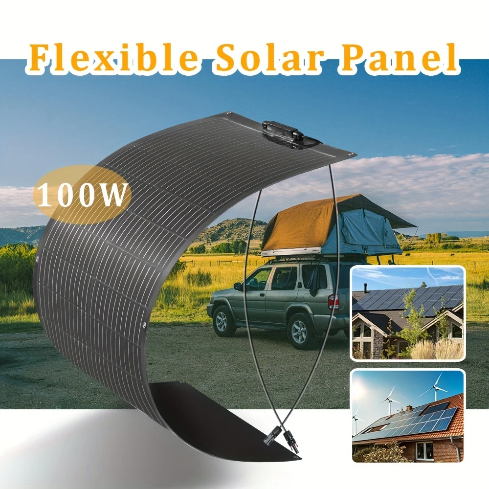 

100W Flexible Solar Panel 12V Monocrystalline Bendable Solar Cell 16.5V Solar Battery Camping RV Boat Mobile Power Supplies