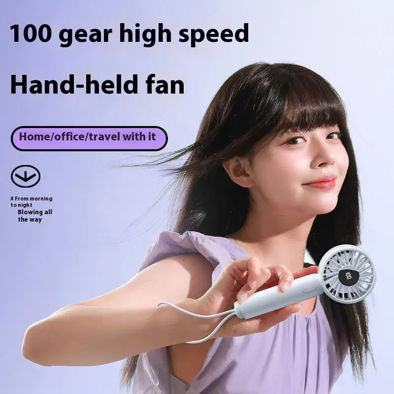 Handheld Fan with Smart Digital Display 100-Speed USB Rechargeable-Essential for Outdoor Activities Perfect Gift