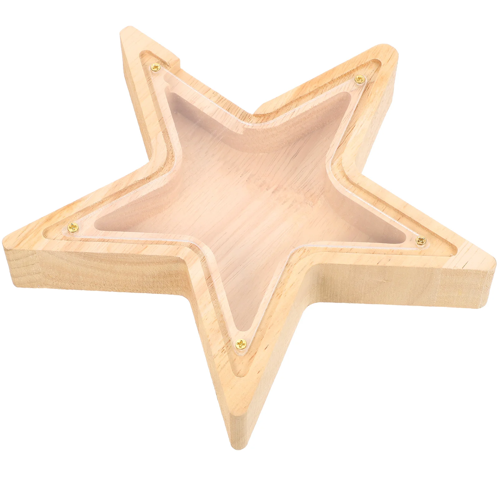 

Star Shaped Wooden Piggy Bank Acrylic Coin Container Large Capacity Stylish Money Box Decorative Desktop Adornment
