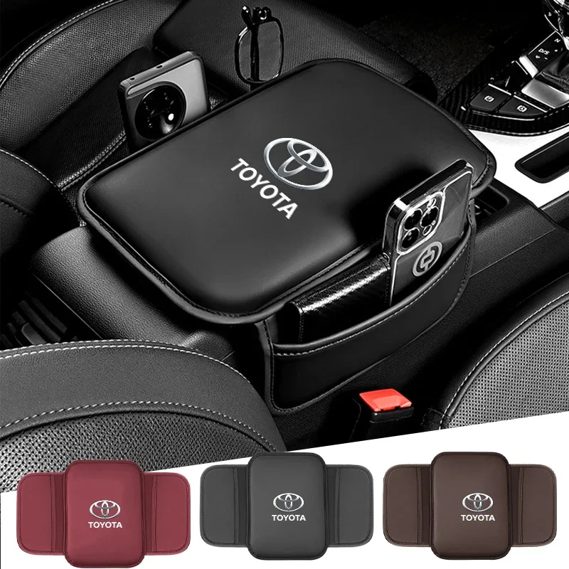 Car Armrest Box Pad Leather Auto Armrest Mat For Toyota Corolla Yaris Chr Auris RAV4 Land Cruiser Camry Highlander Prado