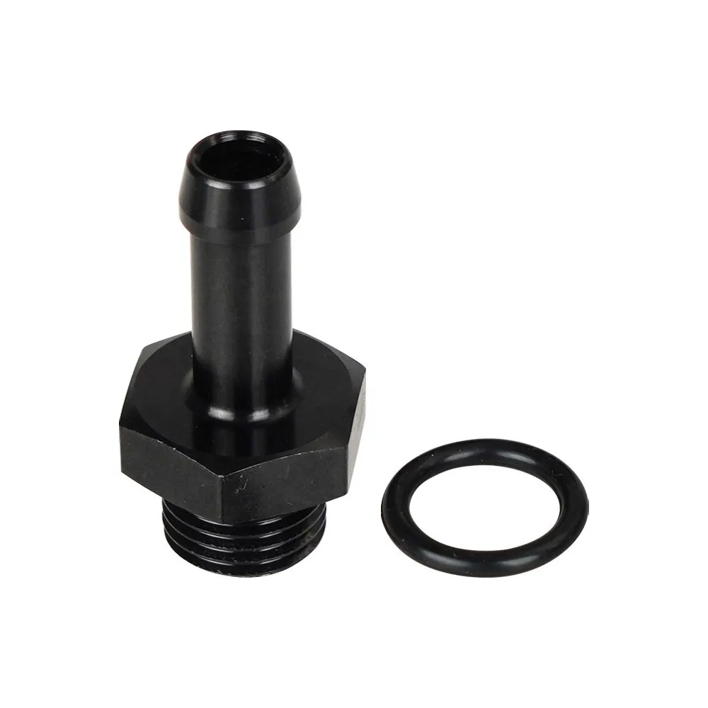 AN6 Fuel Line Adapter Male to 5/16 Hose Barb Fitting 6AN O-ring Seal Boss Connector ORB Washer Black Anodized TF-1096 5/16\'\'