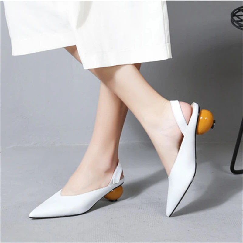 Special Heel Design Women Shoes Sexy Pointed Toe Fashion Slingback Ladies Shoes Solid Color Hand-made Comfy Tacones Para Mujer