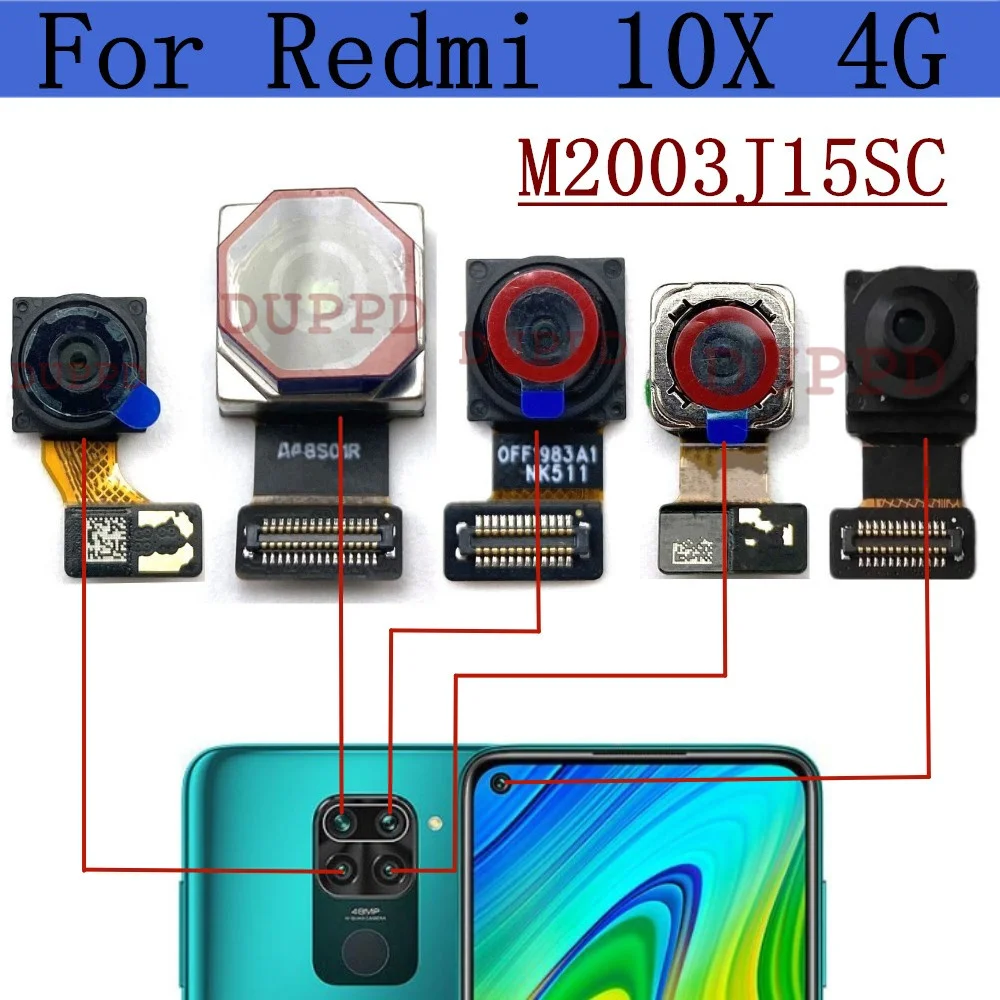 Front Rear Camera For Xiaomi Redmi 10X 4G M2003J15SC Back Main Facing Camera Module Flex Cable Replacement Spare Parts