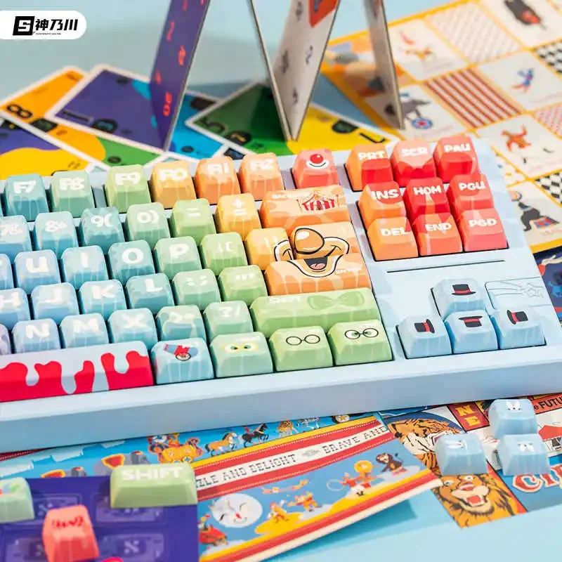 Cartoon Circus Theme Keycaps 137 Keys MDA Profile PBT Coloured KeyboardCap Original MX Switch Gaming Mechanical Keyboard Keycaps