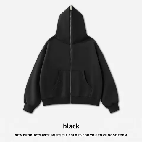 ZODF 2025 Vinter Herr 350gsm Fleece Hel Dragkedja Hoodies Unisex Lös Passform Punk Style Varma Huvade Boxiga Kappor Ytterkläder HY0047 10 best sales huvtröja med boxig passform - №1