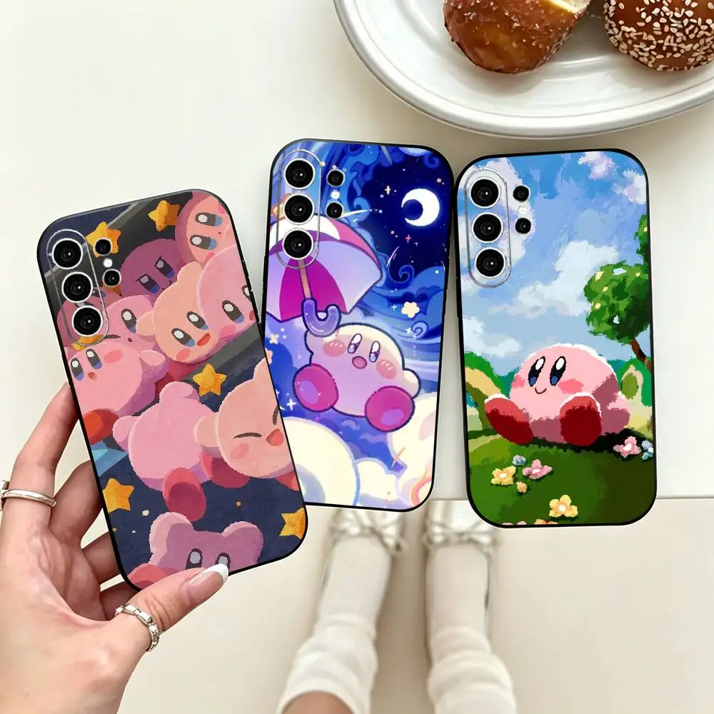 K-Kirbys-PC Cartoon Pink  Phone Case For Samsung S25,S24,S21,S22,S23,S30,Ultra,S20,Plus,Fe,Soft Silicone Black Cover