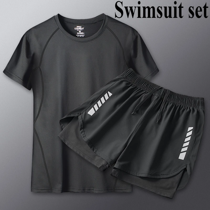 2025 Summer Men's 1-2 Piece Suits Separates Swimsuit Set Anti Embarrassment Swimming Trunks Surfing Beach Wear Sports Clothes