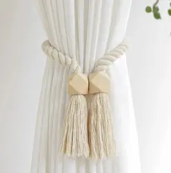 1PCS hand-woven solid wood magnetic curtain strap simple design for bedroom and living room warm home decoration