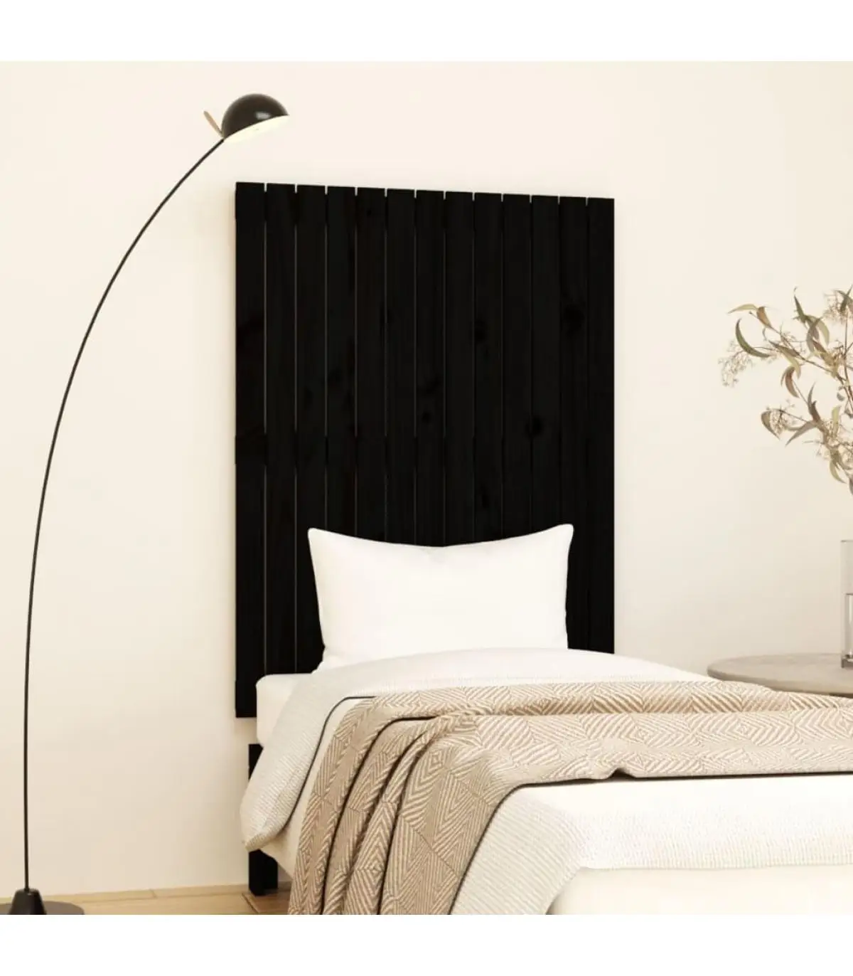 Headboards and Feet Bed Headboard Wall Solid Wood Pine Black 82,5x3x110 cm