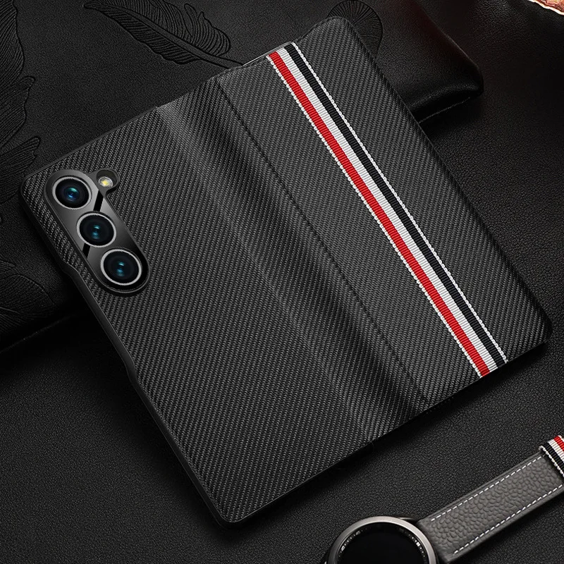 

Luxury Strip Carbon Fiber Phone Case for Samsung Z Fold 3 4 5 Case All-inclusive Shockproof Cover for Z Fold3 Fold4 Fold5 Case