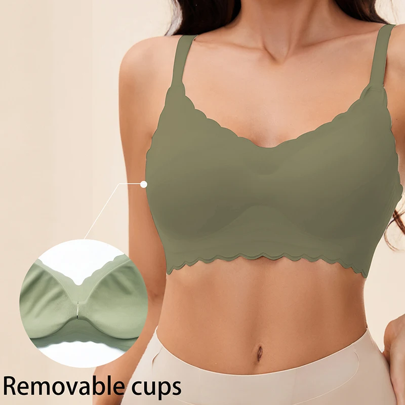 Women\'s One-piece Bra is Comfortable Breathable Traceless Ultra-thin Seamless Padded Removable Padded Front opening buckle Bra