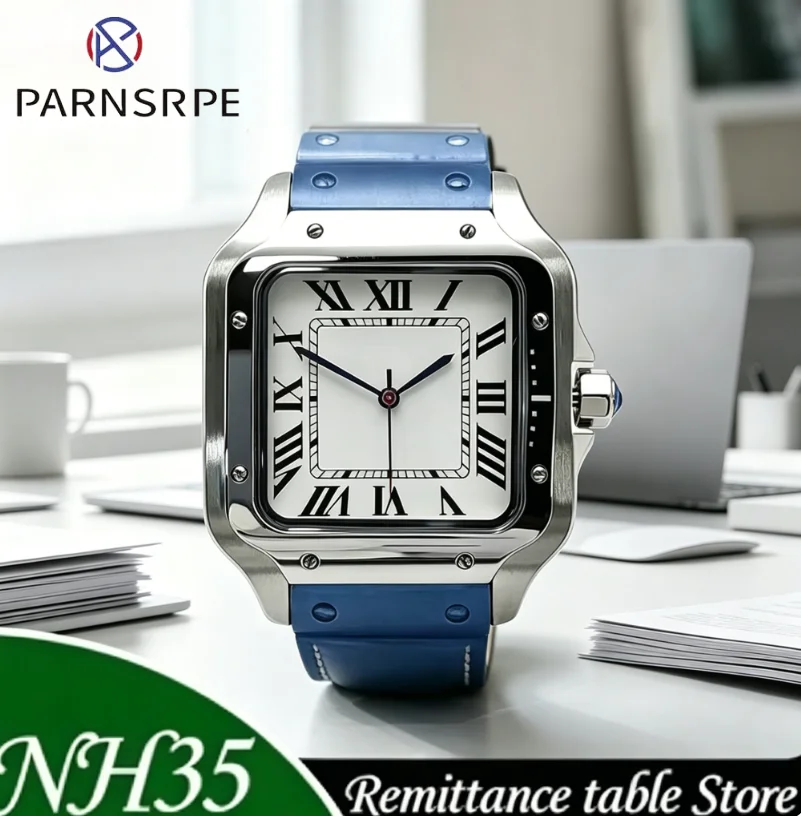 2026 New Waterproof 38mm Automatic Mechanical NH35 Men's Luxurious Retro Square Roman Numeral Black Dial