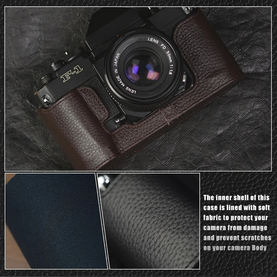 For Canon F1 ﻿Case Genuine Real Leather Half Camera Case Bag Cover