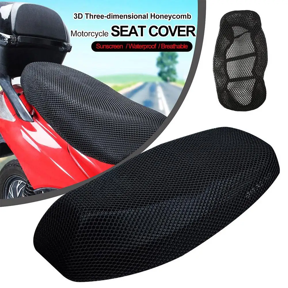 Funda de red para cojín de motocicleta, tela de malla 3d, antideslizante, cubierta eléctrica transpirable para bicicleta, almohadilla para Scooter,