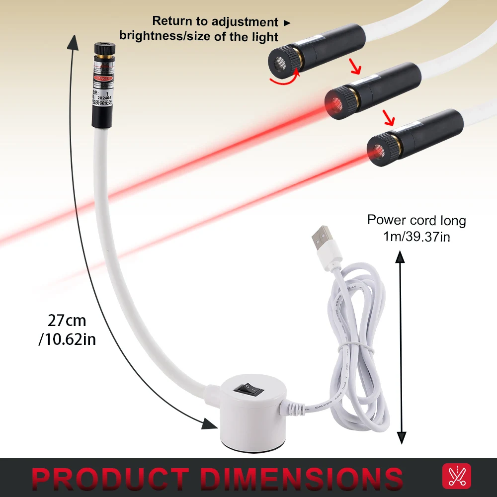 USB Rotes Infrarot-Laser-Positionierungslicht mit Magnetfuß DC5V Punkt-Linien-Kreuz Arbeitslampe Schneid- und Nähmaschinen-Zubehör – Detail 12