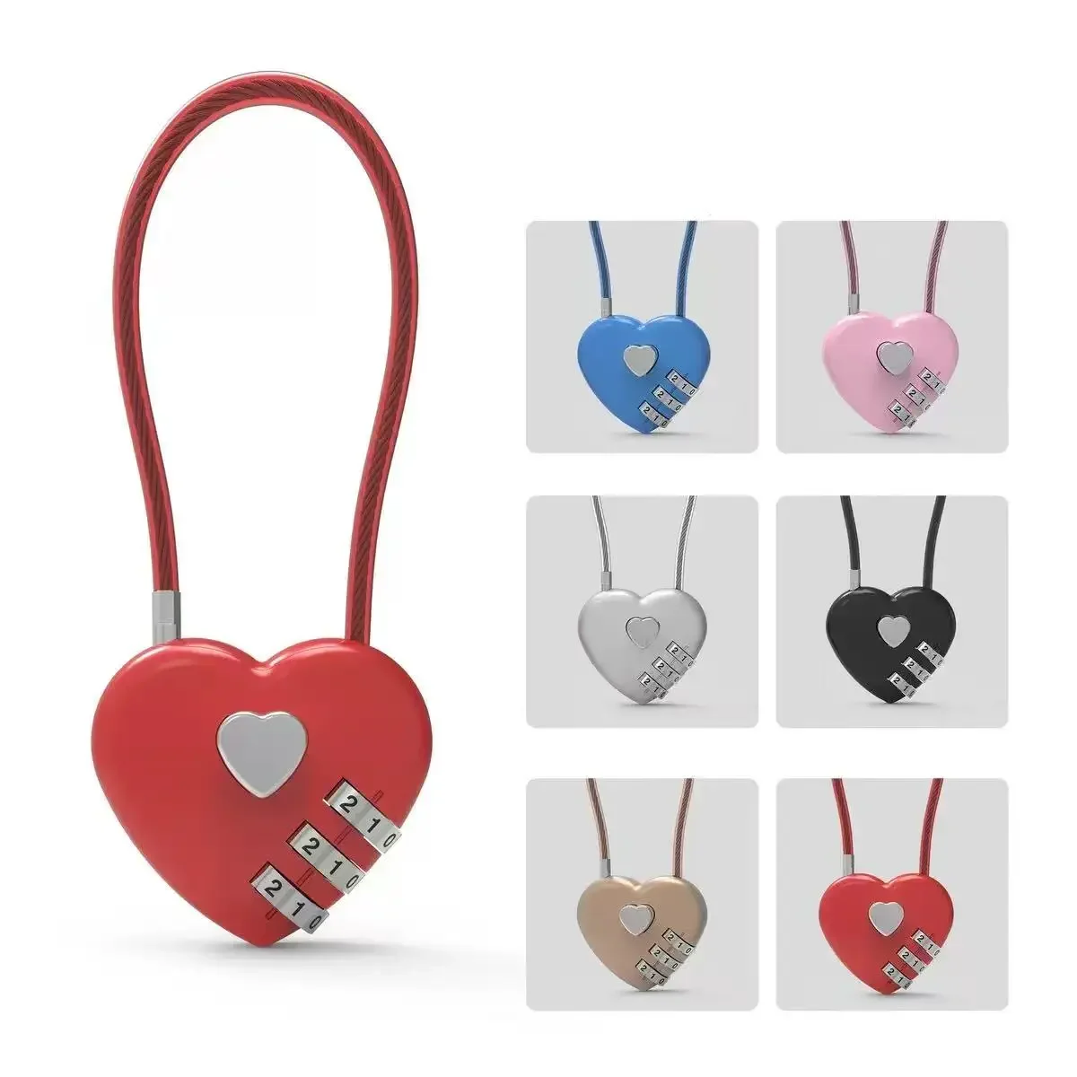 Love lock Gift Wedding Lock Heart Shaped Password Lock Schoolbag Backpack Padlock Suitcase Rope Lock Cabinet Lock