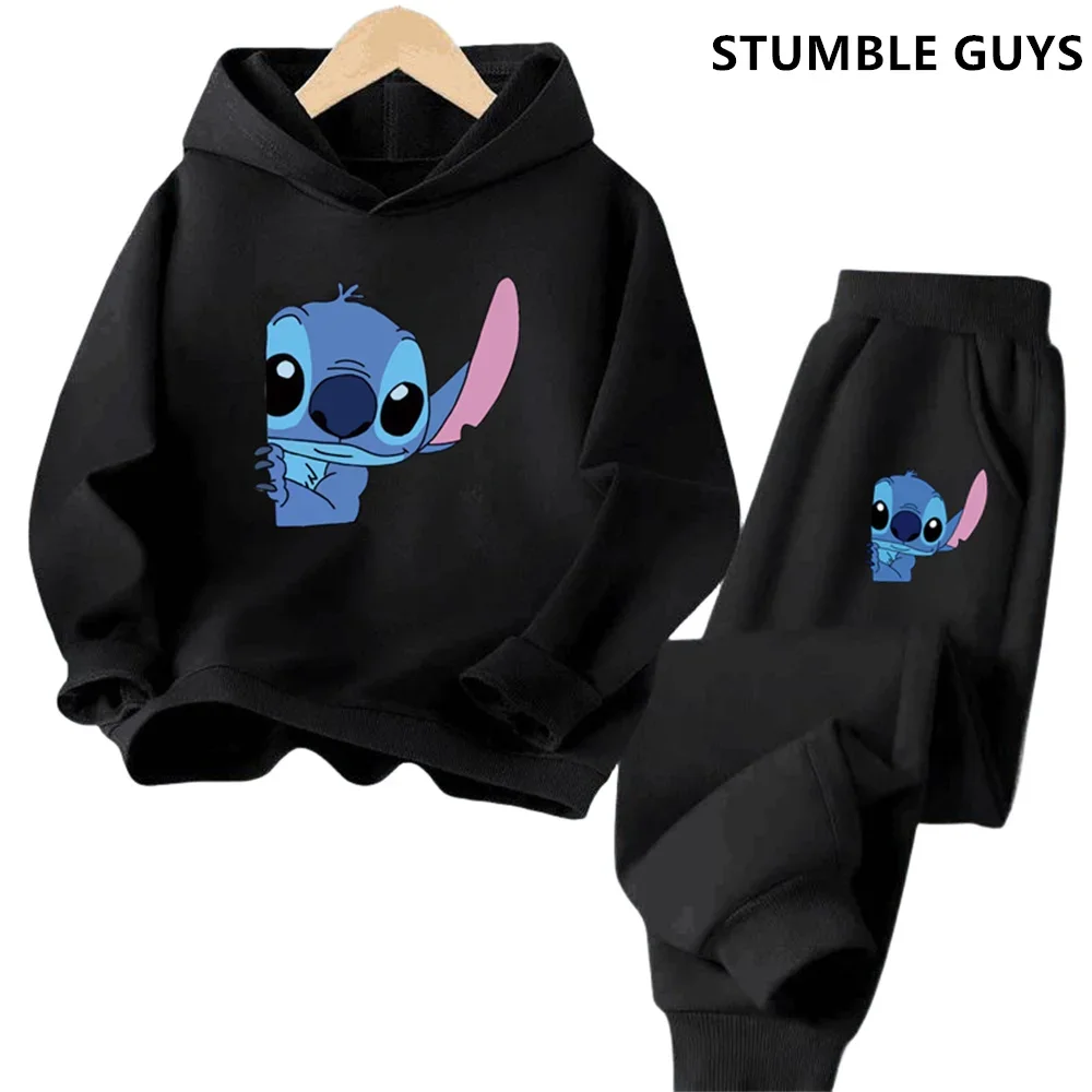 Stitch Trucksuit Harajuku Printed Children's Hoodie for 3-14 Years Old Autumn Street Fashion Boys Girls Pullover Outdoor Sports