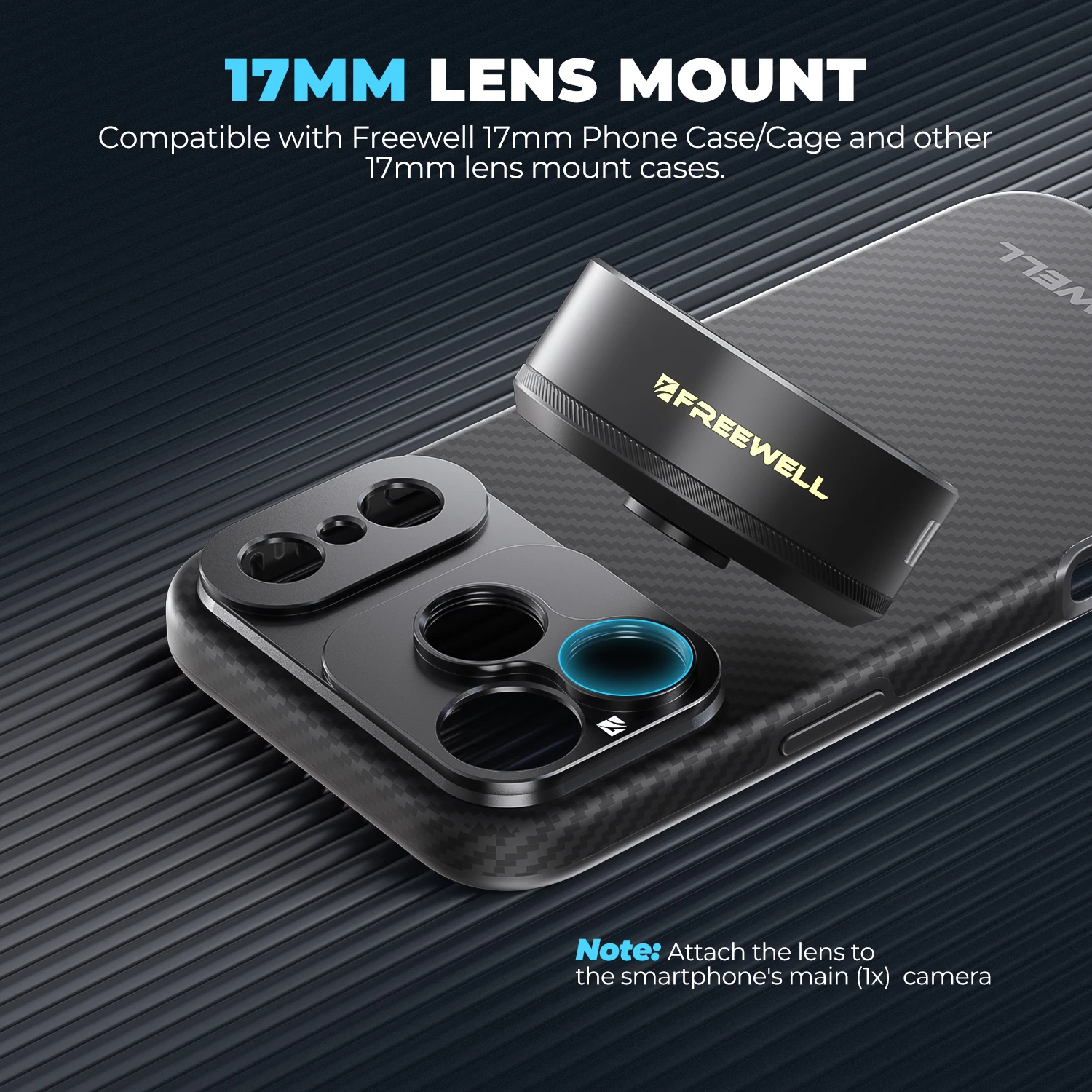 Freewell 1.33x Blue/Gold Anamorphic Lens Compatible 17mm Mount Phone Case Accessories Enhance Your Phone Cinematography Effect
