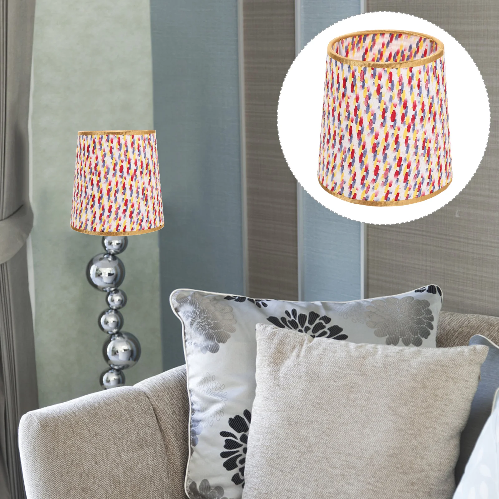 

Pvc Fabric Lampshade Shell Bedroom Colorful Woven Tapered Light Covers Table Cloth Ceiling Home Replacement Floor