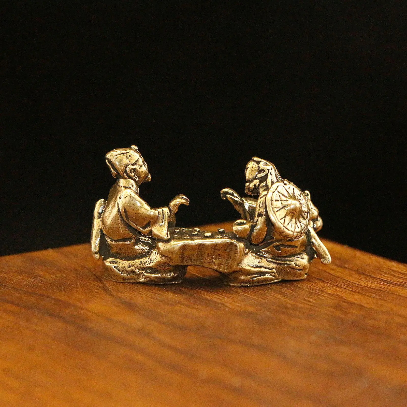 1 piece of antique copper crafts mini antique brass retro chess match ornament