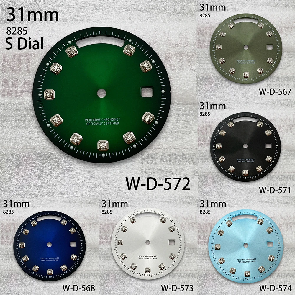 31mm Day And Date Diamond Dial Fit 8285 Movement Sunray High-Quality Dial For Date just Watch Modification Accessories