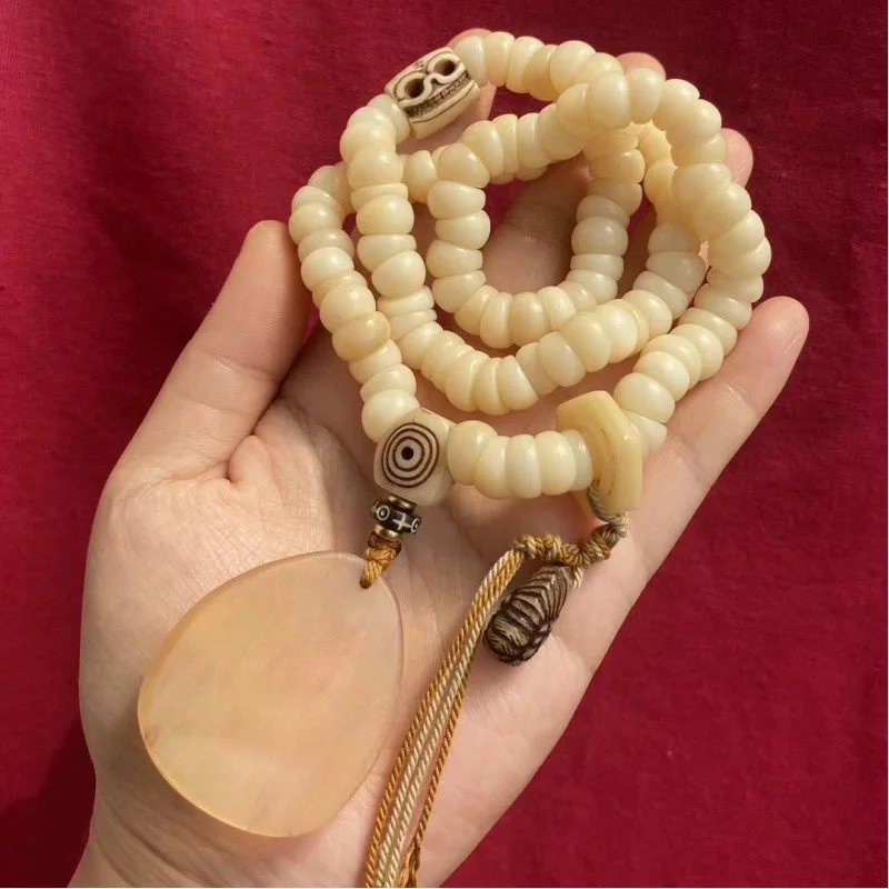 

Large 108 Suit Crafts Bone Backflow Pork Intestine Bracelet Buddha Beads Old Spirit Bon