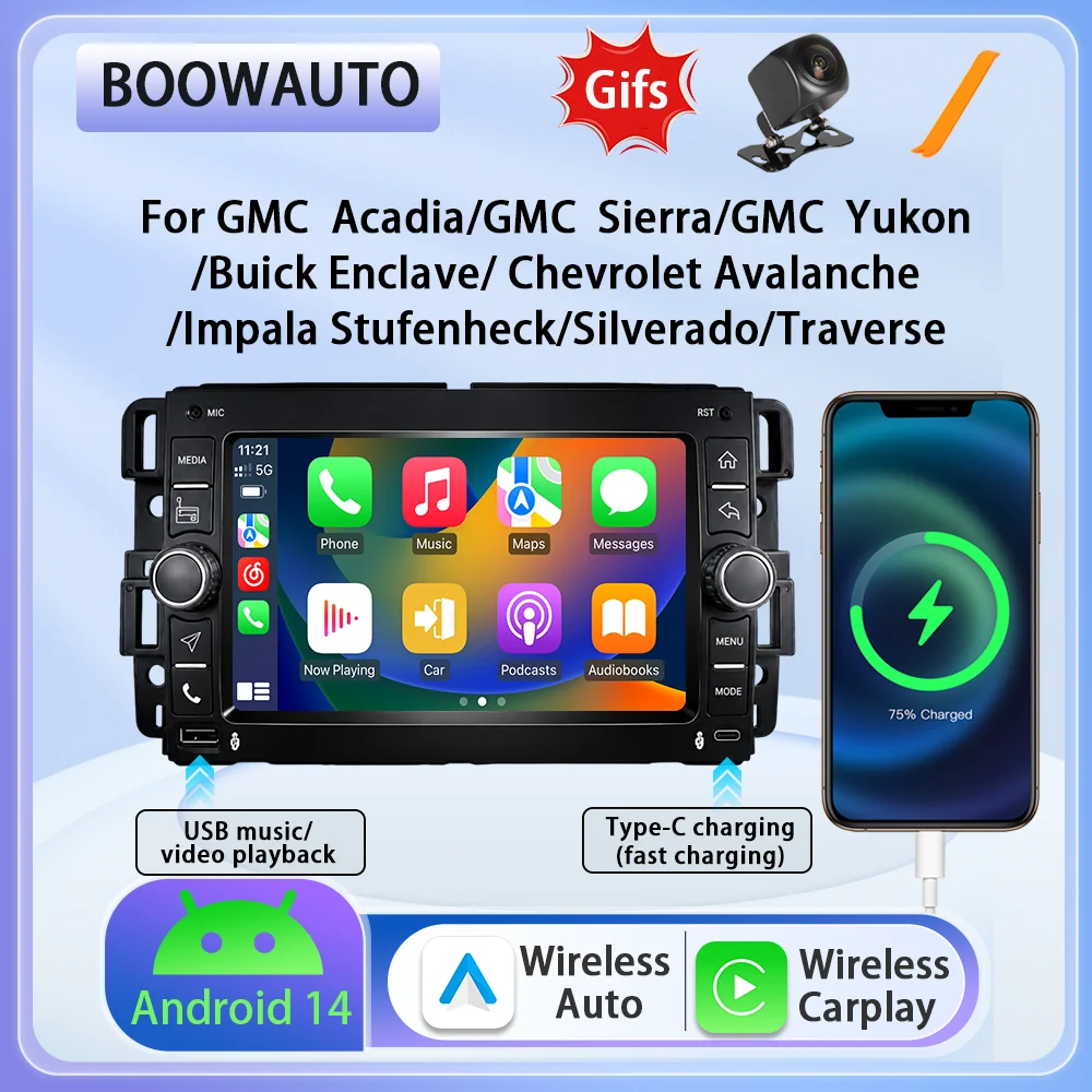 new Android 15 Car Radio For Chevrolet GMC Sierra Traverse Avalanche Savana Multimedia Carplay Player Stereo Wifi 2Din 4G GPS