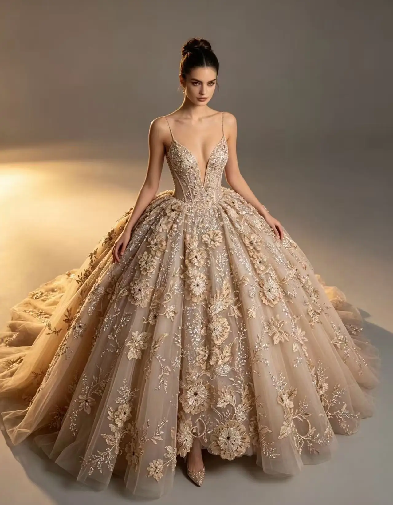 Luxury 3D Flower Embroidery Lace Fabric Beaded Tulle Net with Floral Sequins Ribbon for Evening Gown Wedding Dress Sewing 5Yards