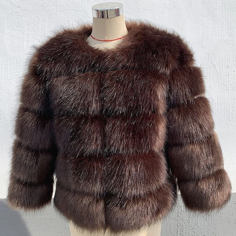 Women Faux Fur Zipper Coats Short Coat Jackets Elegant Jacket Furry Outerwear Party Solid Thick Warm Y2k Coats Streetwear