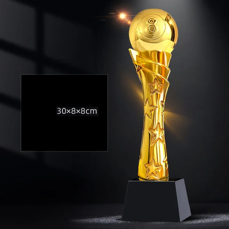 Customized Gold-Plated Resin Trophy for Billiards Volleyball Ball Gold Silver Copper Optional Event Awards Home Decor Honor, 1PC