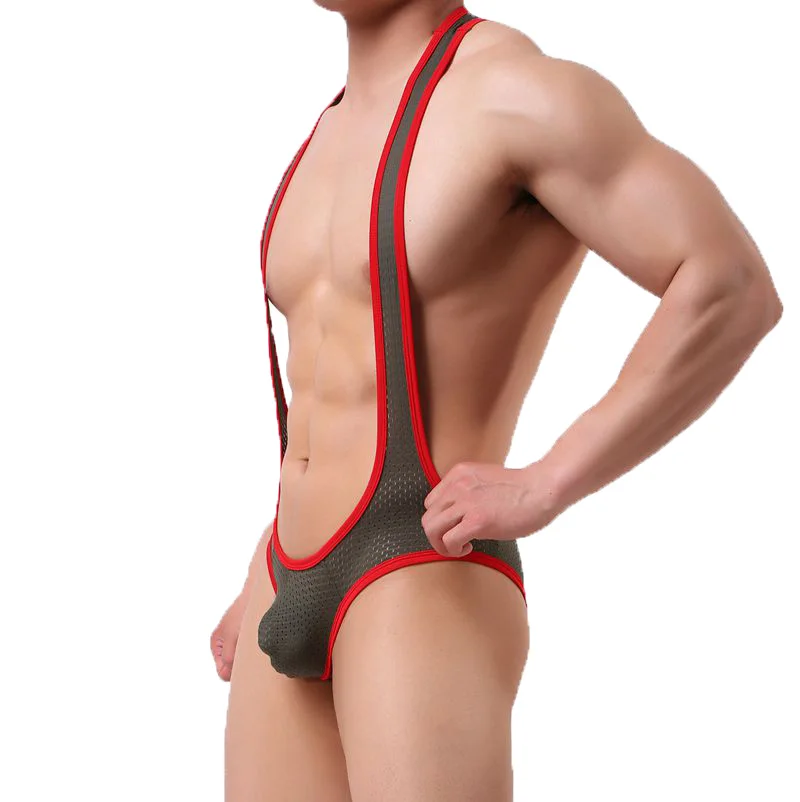 Sexy Mens Undershirts Leotard Jockstrap Mesh Transparent Jumpsuits Wrestling Singlet One-piece Bodysuits Backless Gay Underwear