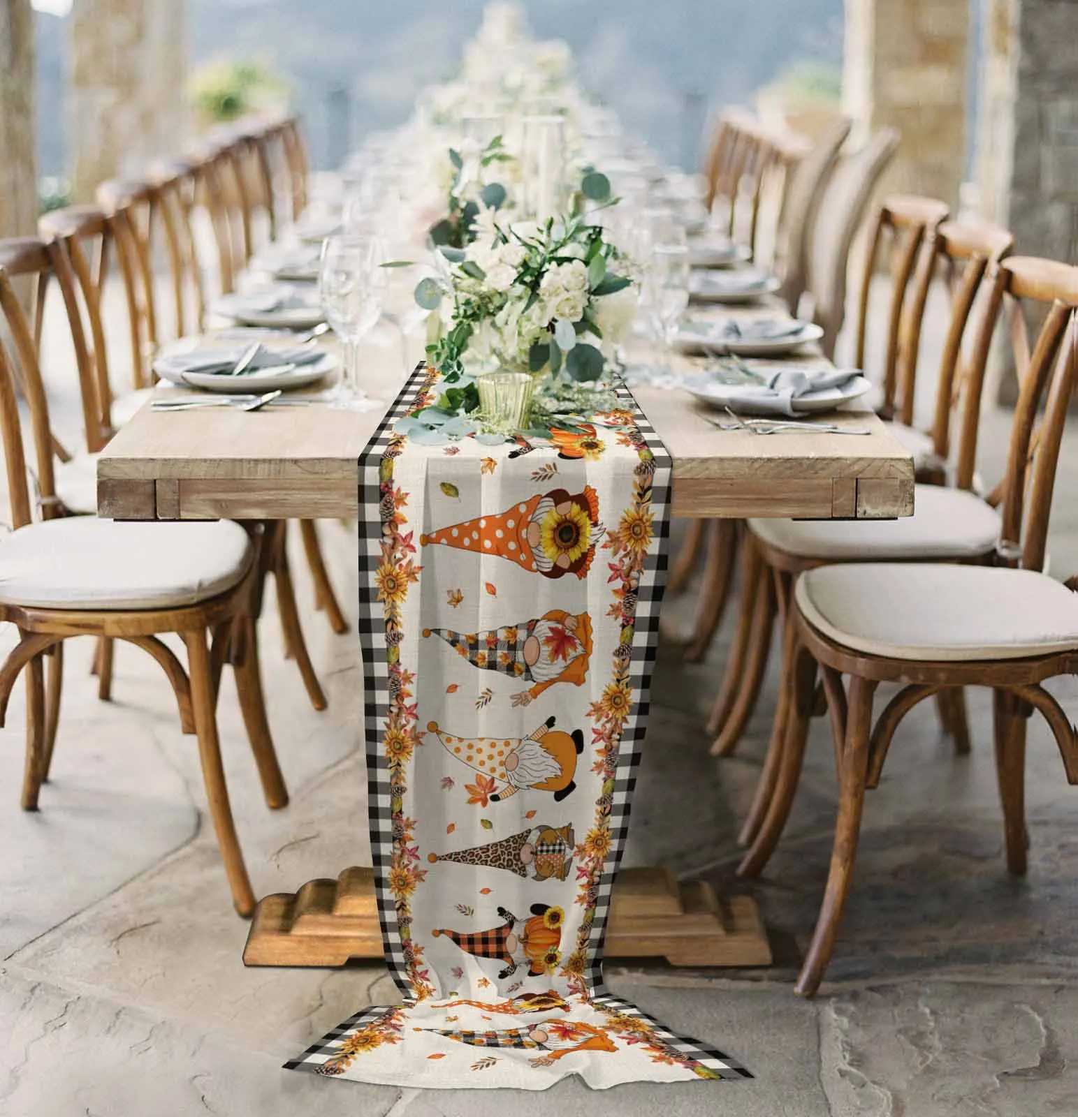 

С Днем Благодарения Гном Цветок Прозрачный Шифон Скатерть Для Стола Свадьба День Рождения Тюль Вуаль Скатерть